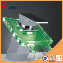 Mezclador de cobre amarillo del lavabo del cuerpo del vidrio del LED (YL-8003)
